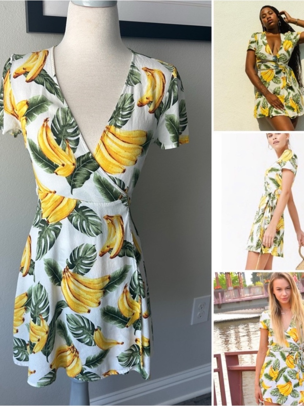 Forever 22 banana palm wrap mini dress size small